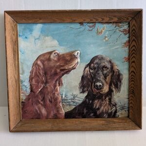 Framed Dog Portrait Painting - Brown and Black. Raised Art.